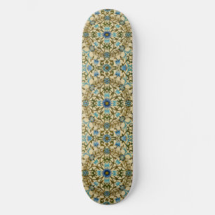William Morris Vintage Blauwe Wijnstok Naadloos Pa Skateboard