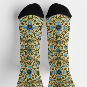 William Morris Vintage Blauwe Wijnstok Naadloos Pa Sokken