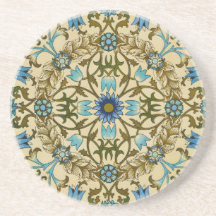 William Morris Vintage Blauwe Wijnstok Naadloos Pa Zandsteen Onderzetter