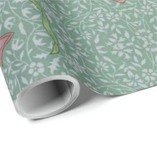 William Morris Vintage Bloemen Wit Roze Cadeaupapier