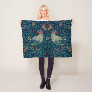 William Morris Vintage Blue Birds Patroon  Fleece Deken