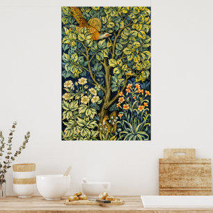 William Morris Vintage Fazant Eekhoorn Bloem Poster