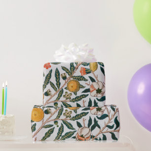 William Morris Vintage Fruit Granaatappel Wit Cadeaupapier