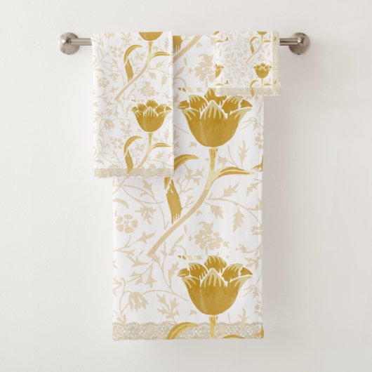 William Morris Vintage Gold Tulip Towel (En situation)