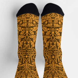 William Morris Vintage Herfst Goud Eiken Patroon Sokken