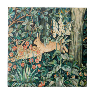 William Morris Vintage Konijn Tuin Bloem Kunst Tegeltje