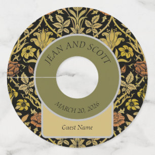 William Morris Vintage Roos & Lelie Bloempatroon Wijnglaslabel
