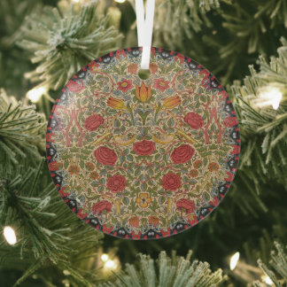 William Morris Vintage Roos Patroon Glas Ornament