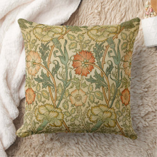 William Morris Vintage Roze en Roos Patroon Kussen
