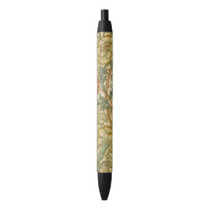 William Morris Vintage Roze en Roos Patroon Zwarte Inkt Pen