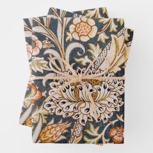 William Morris Vintage Trent Blauwe Bloempatroon Inpakpapier Vel