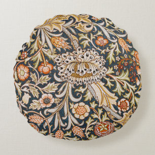 William Morris Vintage Trent Blauwe Bloempatroon Rond Kussen