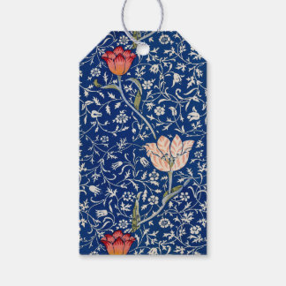 William Morris Vintage Tulp Bloem Indigo Patroon Cadeaulabel