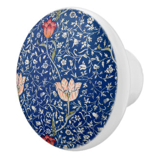 William Morris Vintage Tulp Bloemmotief Indigo Pat Keramische Knop