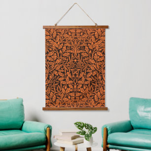 William Morris Vintage Verbrand Oranje Zwart Patro Hangend Wandkleed