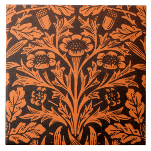 William Morris Vintage Verbrand Oranje Zwart Patro Tegeltje