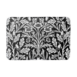 William Morris Vintage Zwart Wit Eiken Patroon Badmat