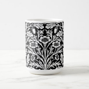 William Morris Vintage Zwart Wit Eiken Patroon Koffiemok