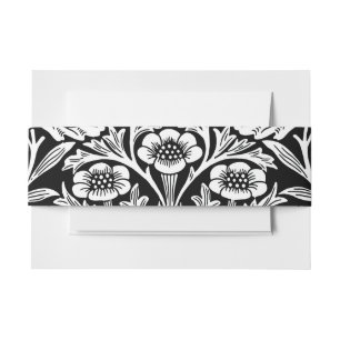 William Morris Vintage Zwart-Wit Eikenpatroon Uitnodigingen Wikkel