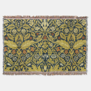 William Morris Violet Columbine Navy Bloemendecora Deken