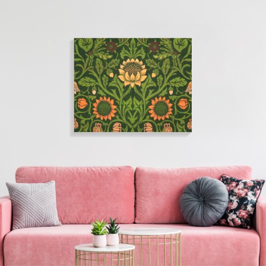 William Morris Violet en Columbine Art Rug Canvas Afdruk (Insitu (Woonkamer))