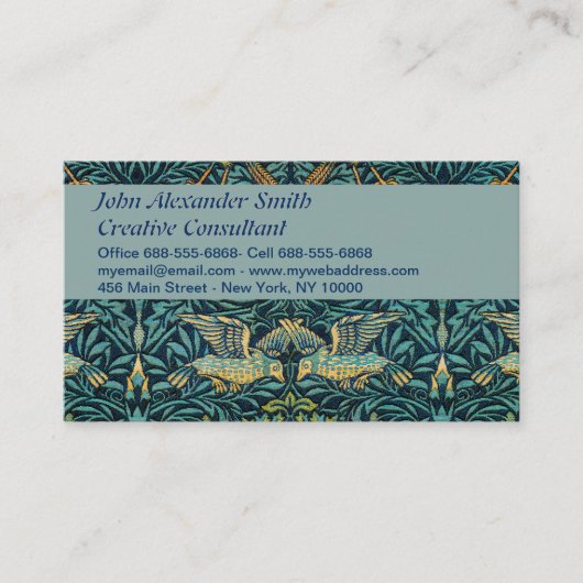 William Morris Vliegende Vogels & Bloempatroon Visitekaartje (Voorkant)