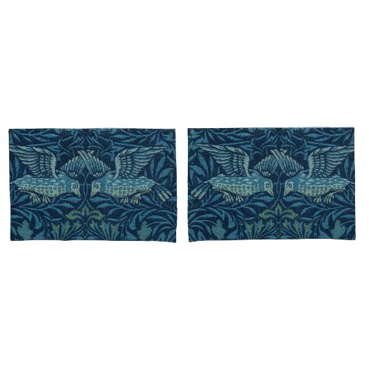 William Morris  Vogelblad Blauw Kussensloop (Voorkant-Set)