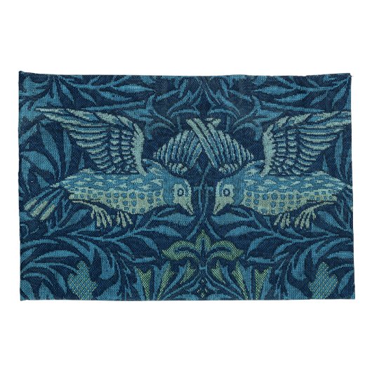 William Morris Vogelblad Blauw Kussensloop (Achterkant-Rechts)
