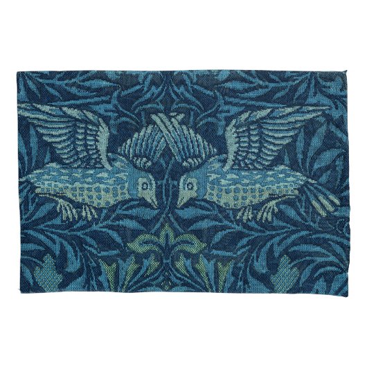 William Morris  Vogelblad Blauw Kussensloop (Voorkant-Links)