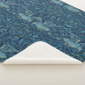 William Morris  Vogelblad Blauw Sherpa Deken (3/4)