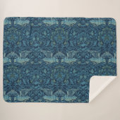 William Morris  Vogelblad Blauw Sherpa Deken (Voorkant (horizontaal))