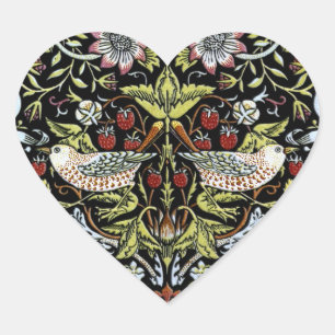 William Morris-vogels en bloemen 2 Hart Sticker