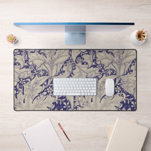 William Morris Wallflower bleu damas floral (Bureau 1)