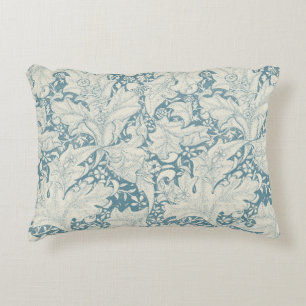 William Morris Wallflower bloemenblauw damast Accent Kussen