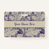 William Morris Wallflower bloemenblauw damast Badge (Voorkant)