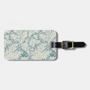 William Morris Wallflower bloemenblauw damast Bagagelabel