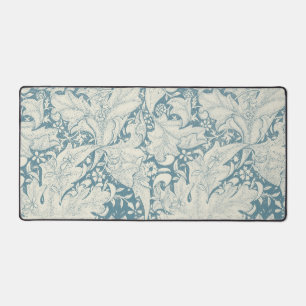 William Morris Wallflower bloemenblauw damast Bureaumat