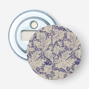 William Morris Wallflower bloemenblauw damast Button Flesopener