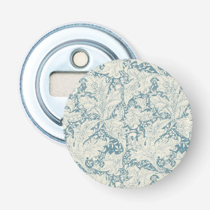 William Morris Wallflower bloemenblauw damast Button Flesopener