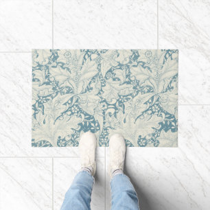 William Morris Wallflower bloemenblauw damast Deurmat