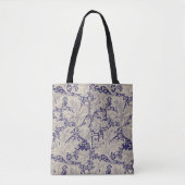 William Morris Wallflower bloemenblauw damast Draagtas (Voorkant)