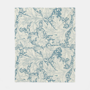 William Morris Wallflower bloemenblauw damast Fleece Deken