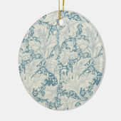 William Morris Wallflower bloemenblauw damast Keramisch Ornament (Links)