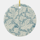 William Morris Wallflower bloemenblauw damast Keramisch Ornament (Achterkant)