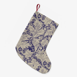 William Morris Wallflower bloemenblauw damast Kleine Kerstsok