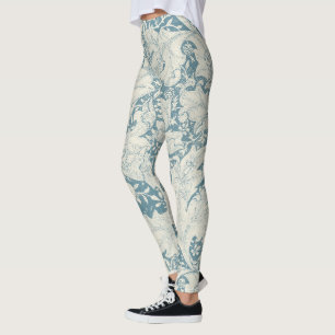 William Morris Wallflower bloemenblauw damast Leggings