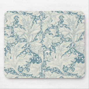 William Morris Wallflower bloemenblauw damast Muismat