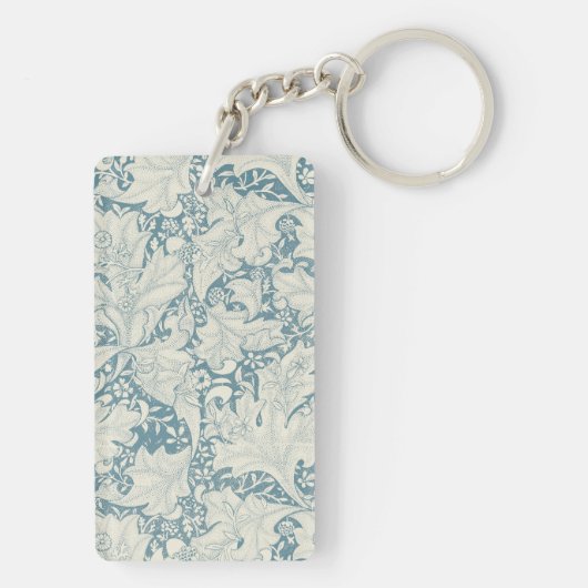 William Morris Wallflower bloemenblauw damast Sleutelhanger (achterkant)