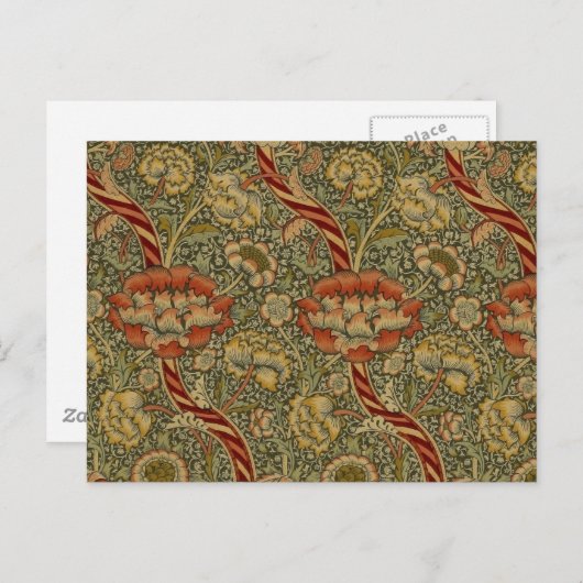 William Morris Wandle Engels Bloemen Damask Design Briefkaart (Voorkant / Achterkant)