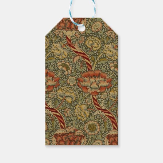 William Morris Wandle Engels Bloemen Damask Design Cadeaulabel (Voorkant)